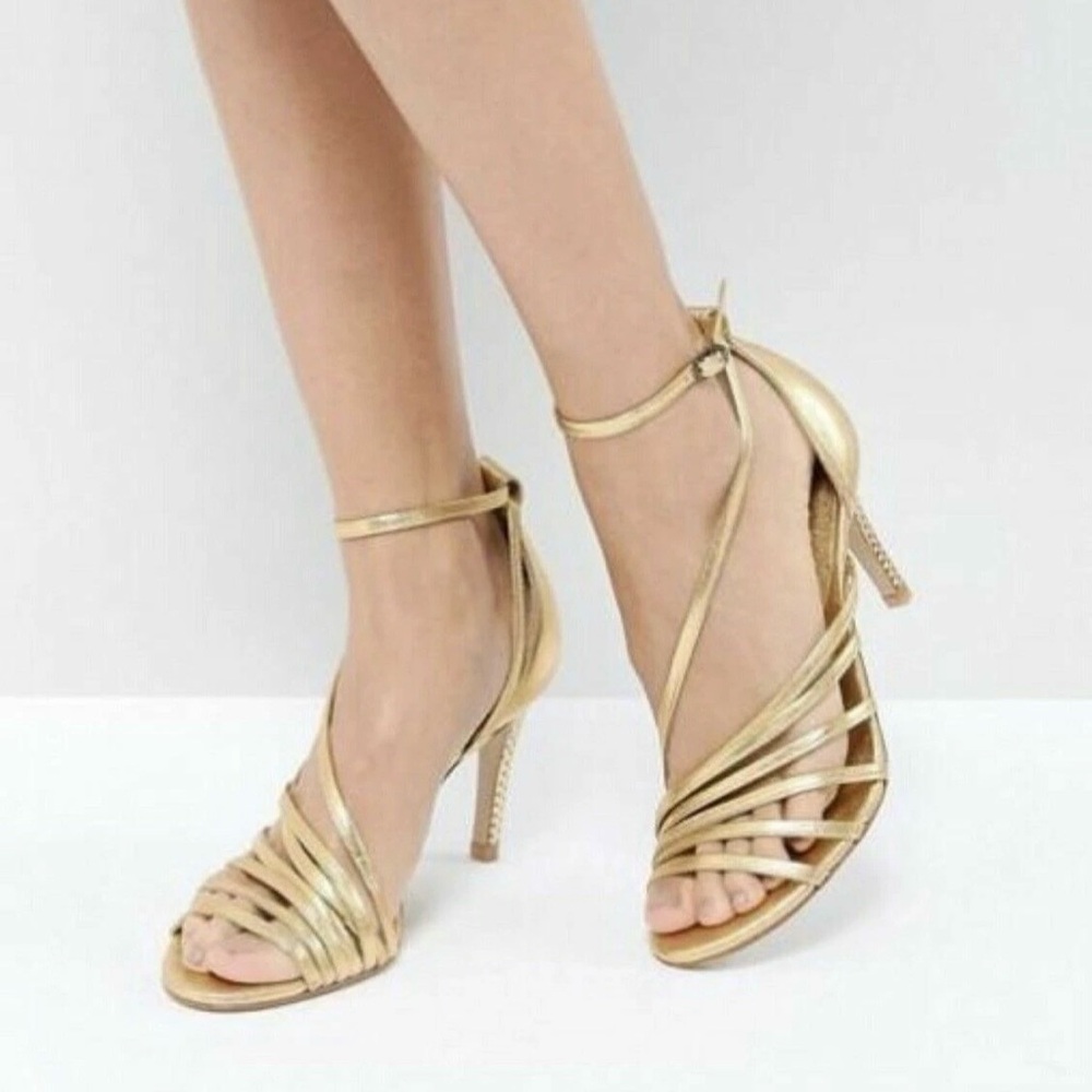 Free People Gold strappy heels